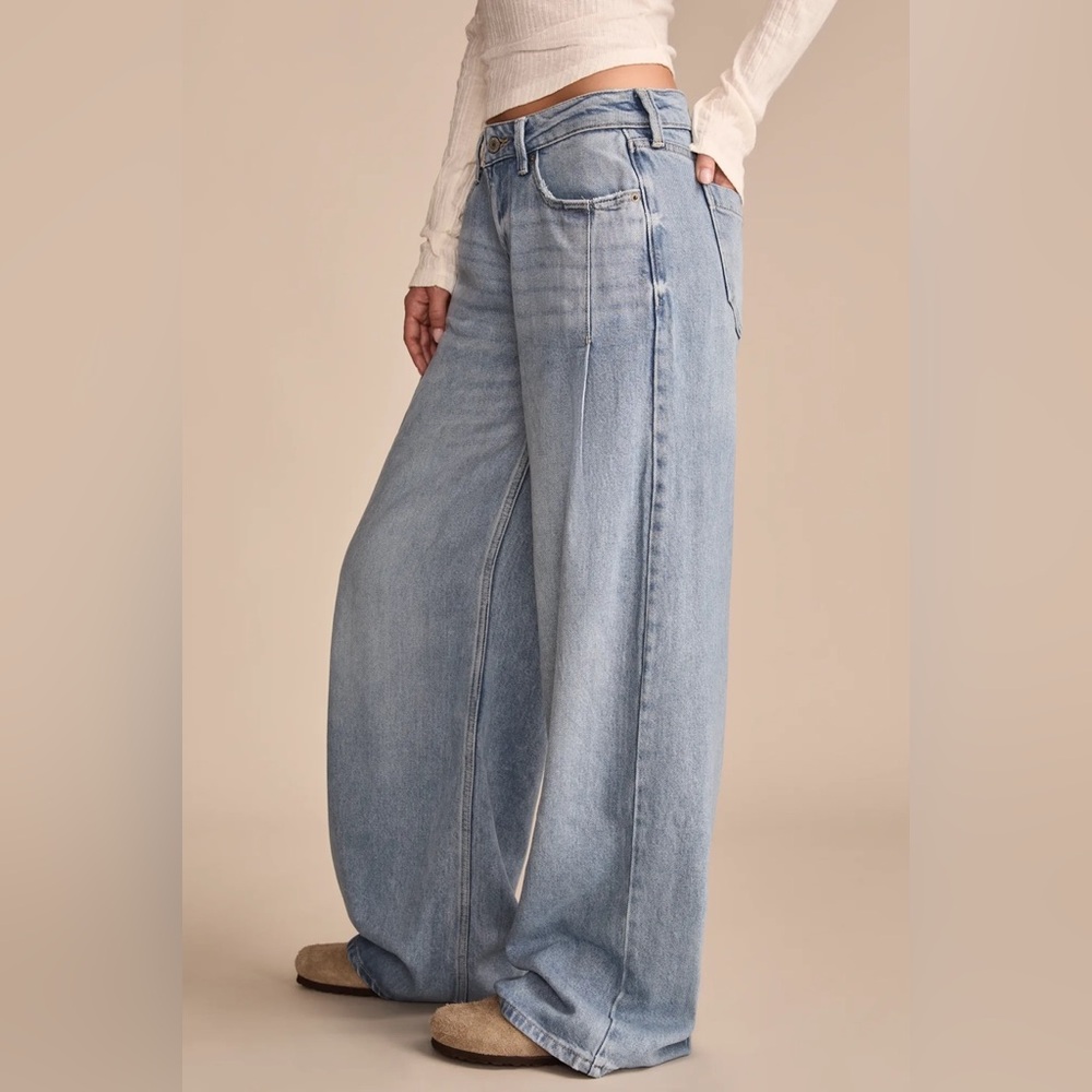 NWT Lucky Brand Exclusive Wide Leg Pleated Liquid Denim Luxe‎ Palazzo In River